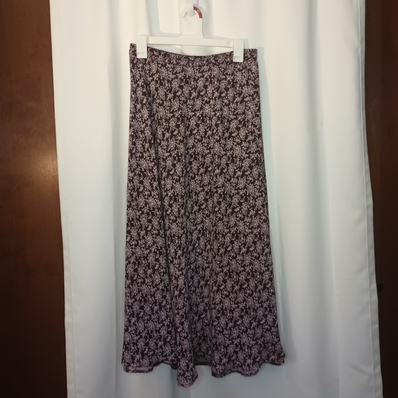 Coldwater Creek Reversible Fairy Maxi Skirt Medium Petite Purple Floral Cottage - Picture 6 of 12